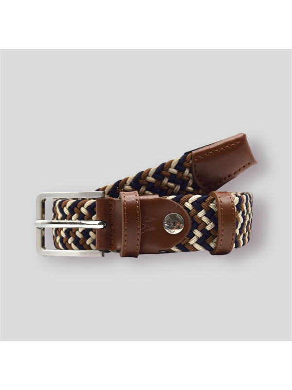 Cintura Elastica Multicolore Intrecciata Regolabile Alta 3 cm Con Fibbia Free Nichel