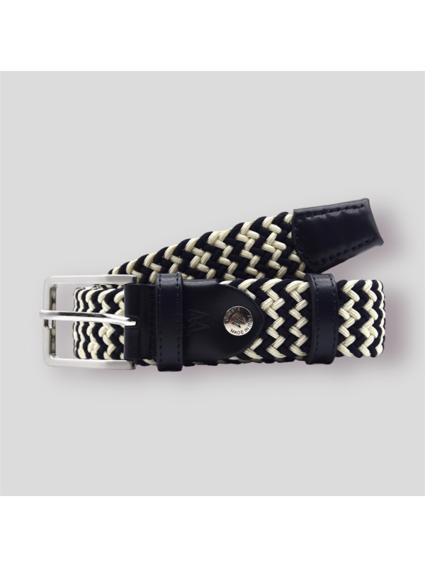 Cintura Elastica Multicolore Intrecciata Regolabile Alta 3 cm Con Fibbia Free Nichel