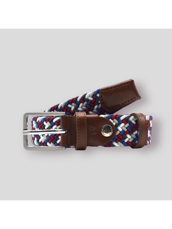 Cintura Elastica Multicolore Intrecciata Regolabile Alta 3 cm Con Fibbia Free Nichel